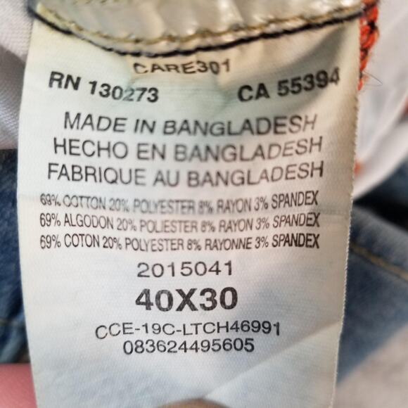 Lee Extreme Motion Performance Jeans Mens 40x30 Blue Straight Tapered Stretch - Picture 14 of 14